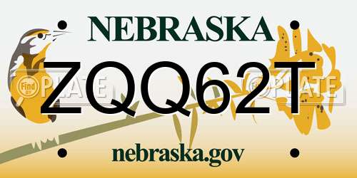 ZQQ62T Nebraska License Plate