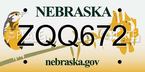 ZQQ672 Nebraska License Plate