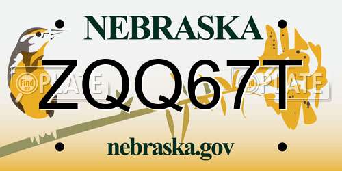 ZQQ67T Nebraska License Plate