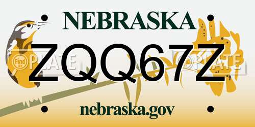 ZQQ67Z Nebraska License Plate