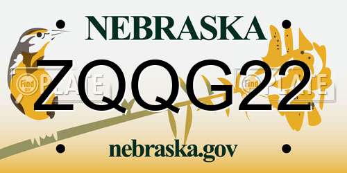 ZQQG22 Nebraska License Plate