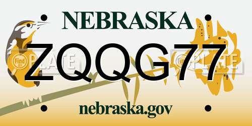 ZQQG77 Nebraska License Plate