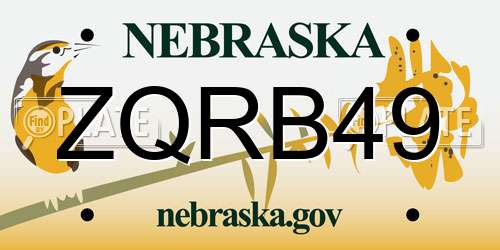 ZQRB49 Nebraska License Plate