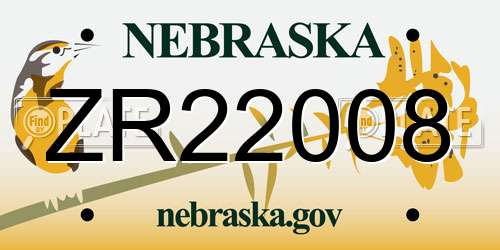 ZR22008 Nebraska License Plate