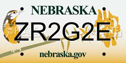 ZR2G2E Nebraska License Plate