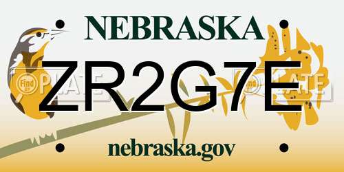 ZR2G7E Nebraska License Plate