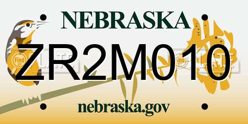 ZR2M010 Nebraska License Plate