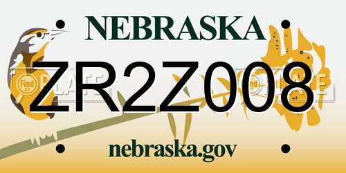 ZR2Z008 Nebraska License Plate