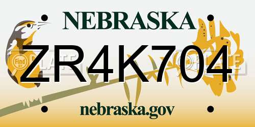 ZR4K704 Nebraska License Plate