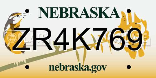 ZR4K769 Nebraska License Plate
