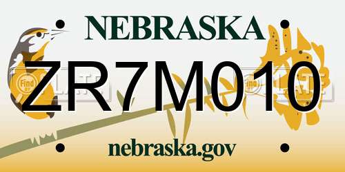 ZR7M010 Nebraska License Plate