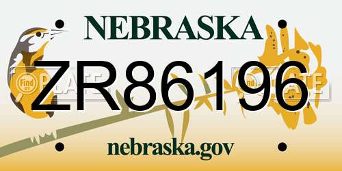 ZR86196 Nebraska License Plate