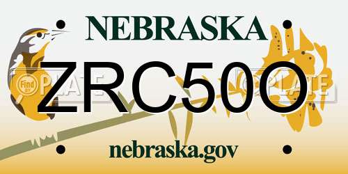ZRC50O Nebraska License Plate