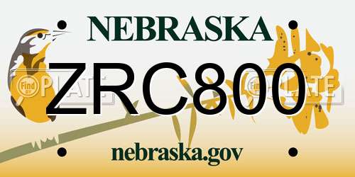 ZRC800 Nebraska License Plate