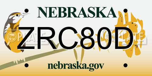 ZRC80D Nebraska License Plate