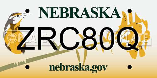 ZRC80Q Nebraska License Plate