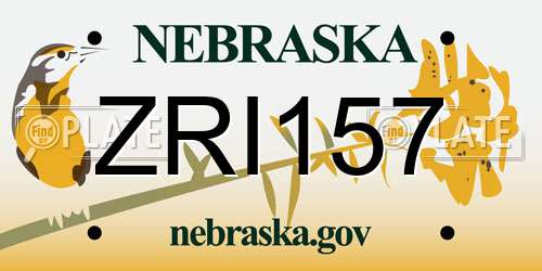 ZRI157 Nebraska License Plate