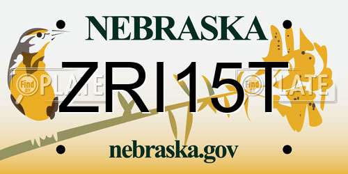 ZRI15T Nebraska License Plate