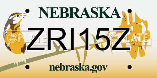 ZRI15Z Nebraska License Plate