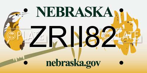 ZRII82 Nebraska License Plate