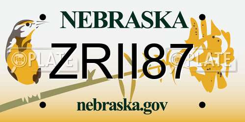 ZRII87 Nebraska License Plate