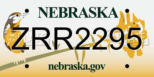ZRR2295 Nebraska License Plate