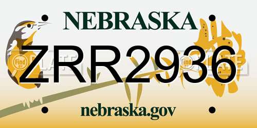 ZRR2936 Nebraska License Plate