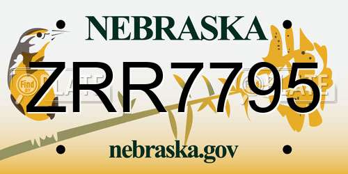 ZRR7795 Nebraska License Plate