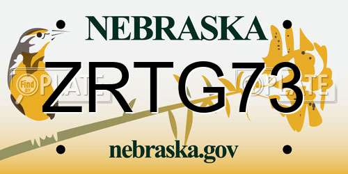 ZRTG73 Nebraska License Plate