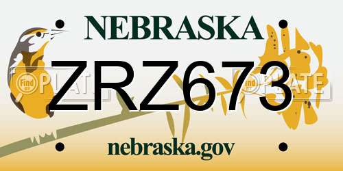 ZRZ673 Nebraska License Plate