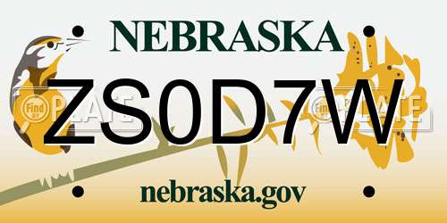 ZS0D7W Nebraska License Plate