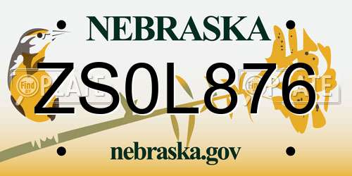 ZS0L876 Nebraska License Plate
