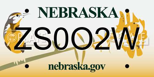 ZS0O2W Nebraska License Plate