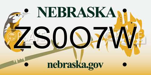 ZS0O7W Nebraska License Plate