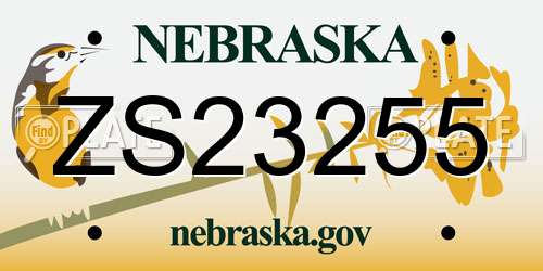 ZS23255 Nebraska License Plate
