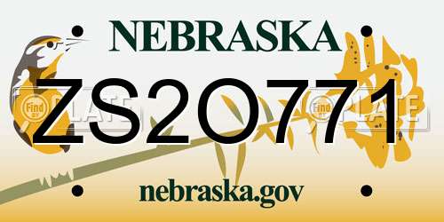 ZS2O771 Nebraska License Plate