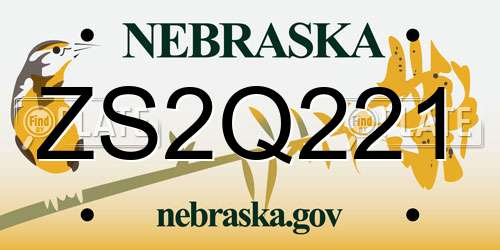 ZS2Q221 Nebraska License Plate