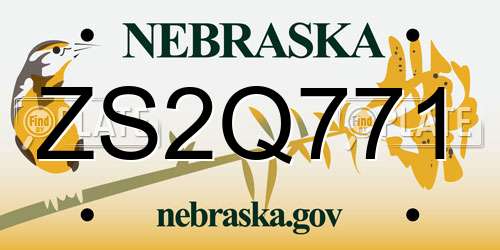 ZS2Q771 Nebraska License Plate