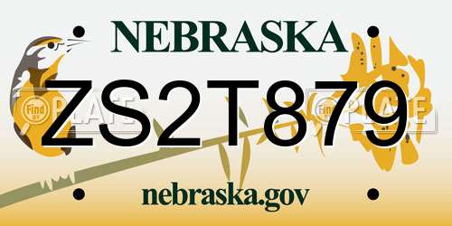 ZS2T879 Nebraska License Plate