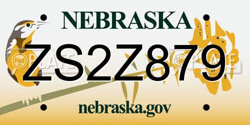 ZS2Z879 Nebraska License Plate