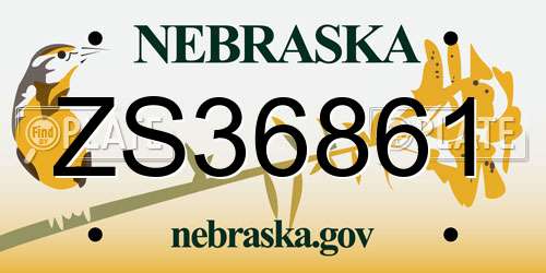 ZS36861 Nebraska License Plate