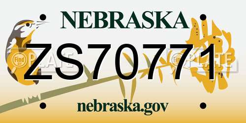 ZS70771 Nebraska License Plate