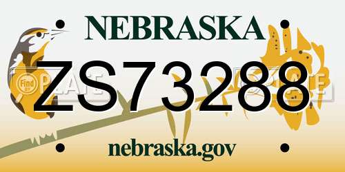 ZS73288 Nebraska License Plate
