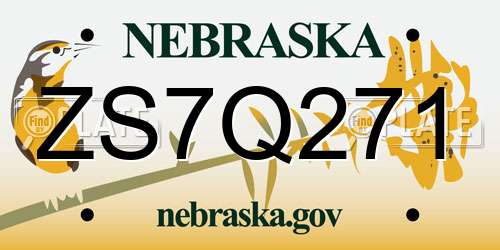 ZS7Q271 Nebraska License Plate