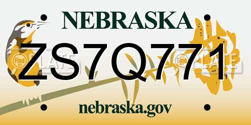 ZS7Q771 Nebraska License Plate