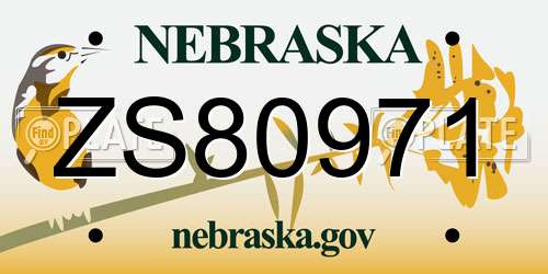 ZS80971 Nebraska License Plate
