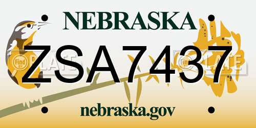 ZSA7437 Nebraska License Plate