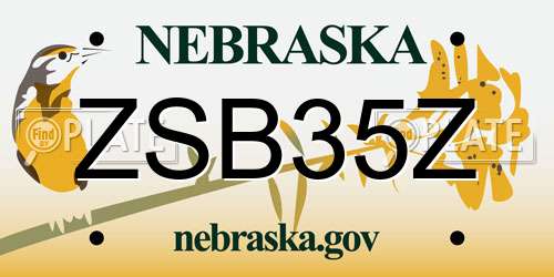 ZSB35Z Nebraska License Plate