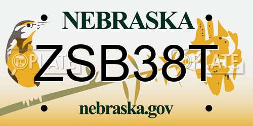 ZSB38T Nebraska License Plate