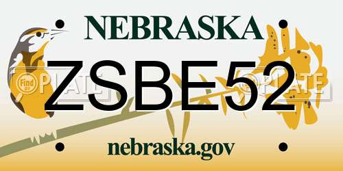 ZSBE52 Nebraska License Plate